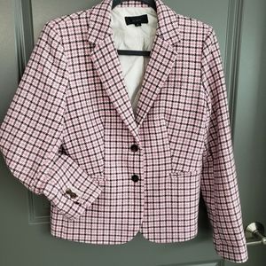 J Crew Houndstooth Wool Jacket - Pink and Brown Blend.